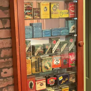 Vintage Tobacco Tin Collection with Display Case