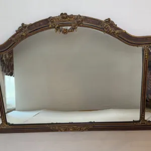 Vintage Gold-Tone Mirror with Floral Detail