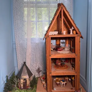 Handmade Dollhouse with Garden Shop & Miniature Furniture & Accessories