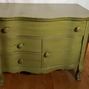 Vintage Olive Green Serpentine Front Commode