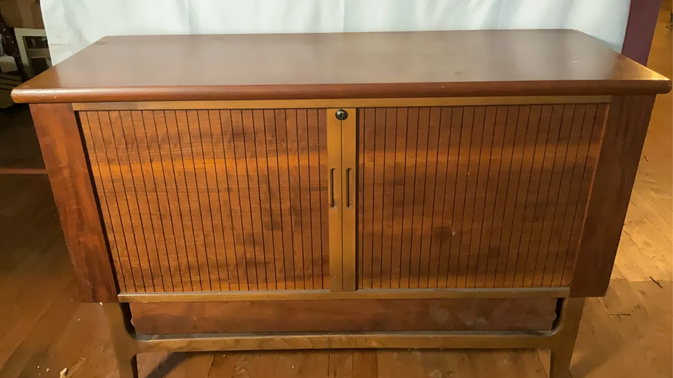 Mid Century Lane Cabinet Featuring, Locked, Contents Unknown