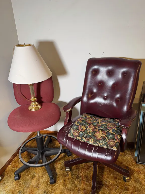 Office Chairs & Gold Tone Lamp