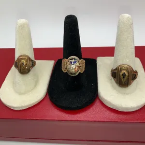 Three 10K Gold Vintage Class Rings, 16.47g Total Weight, Sizes 5, 7.5 & 9