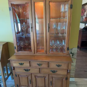 Tell City Young Republic Solid Maple China Cabinet / Hutch