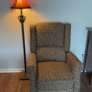Leopard Print Wingback Recliner & Decorative Floor Lamp