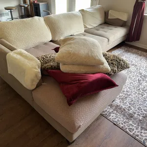 Large Beige Sectional Sofa with Chaise