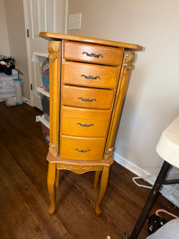 Five-Drawer Wood Jewelry Armoire