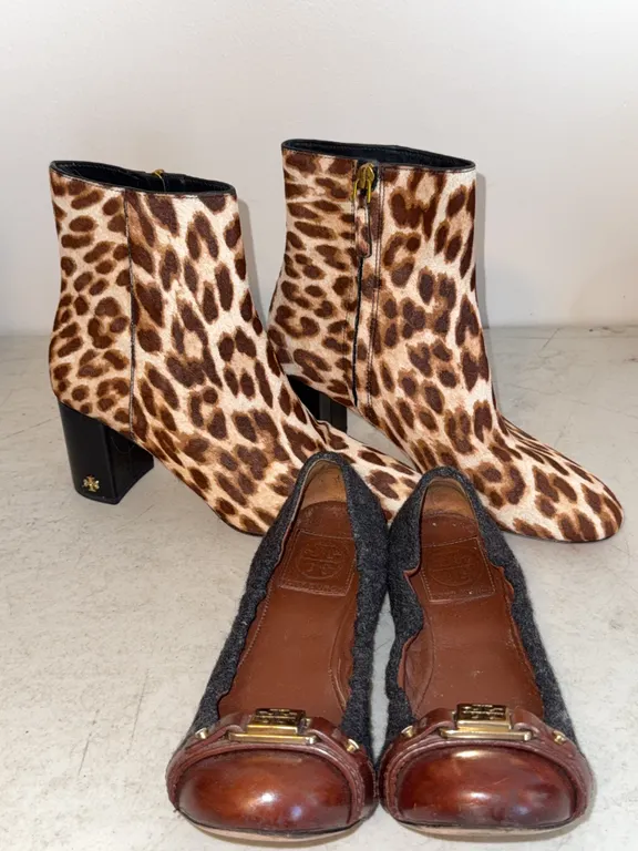 Tory Burch Leopard Print Ankle Boots & Flats