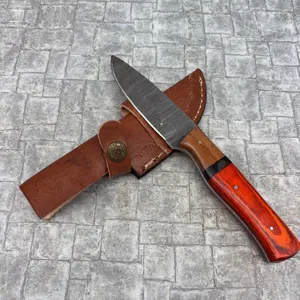 Handmade Damascus Steel Knife with Leather Sheath