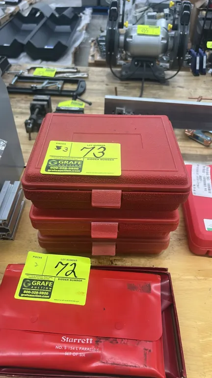 1/8" thin steel machinist parallel sets. Features steel parallels with dual-hole design, housed in fitted red blow-molded cases.