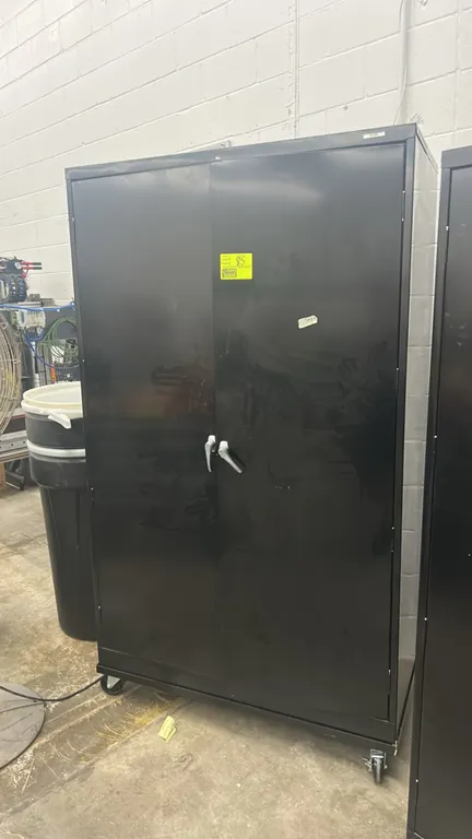 ULINE 2-door metal locking storage cabinet. Includes FLIR T-Series thermal imaging camera with hard case, assorted motorized linear slide and assembly