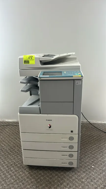 Canon imageRUNNER 3230 monochrome digital multifunction office system. Features automatic document feeder, touchscreen control panel, Super G3 fax cap