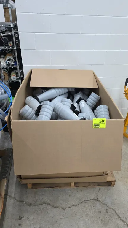 Evolve EAS-0007627 SVP Support 01 Toner K empty poly toner bottles. Bulk gaylord quantity of molded plastic toner bottles. 16.75"L each. Note: Bottles