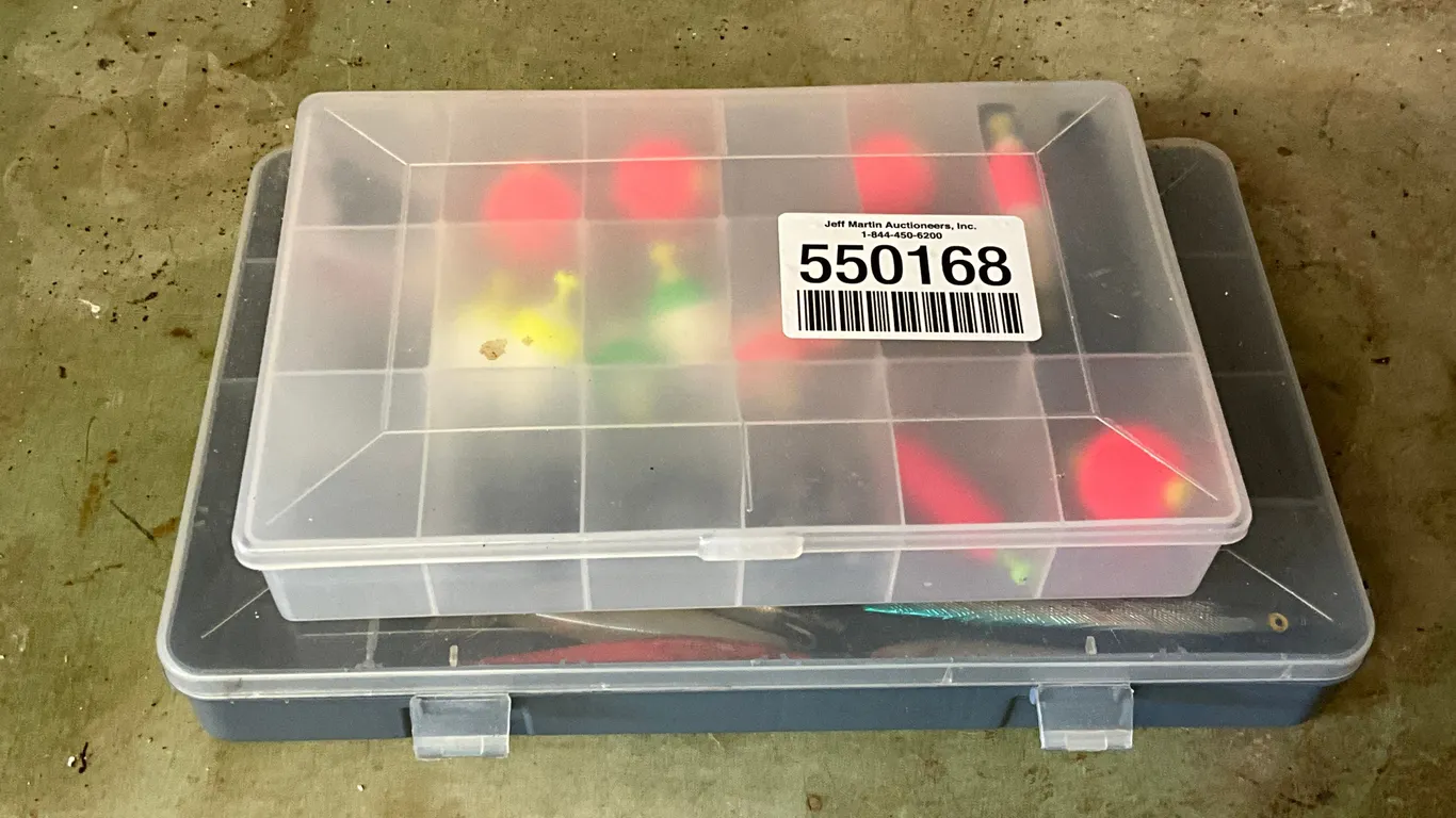 QTY OF (2) ORGANIZERS W/ MISC FISHING HOOKS, BAIT HOOKS,