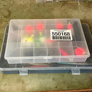 QTY OF (2) ORGANIZERS W/ MISC FISHING HOOKS, BAIT HOOKS,