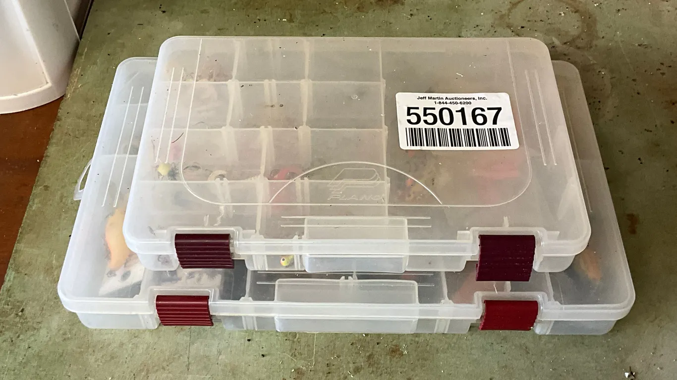 QTY OF (2) ORGANIZERS W/ MISC FISHING HOOKS, BAIT HOOKS,