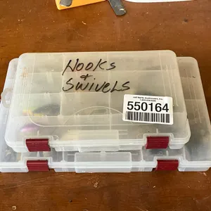 QTY OF (2) ORGANIZERS W/ MISC FISHING HOOKS, BAIT HOOKS,