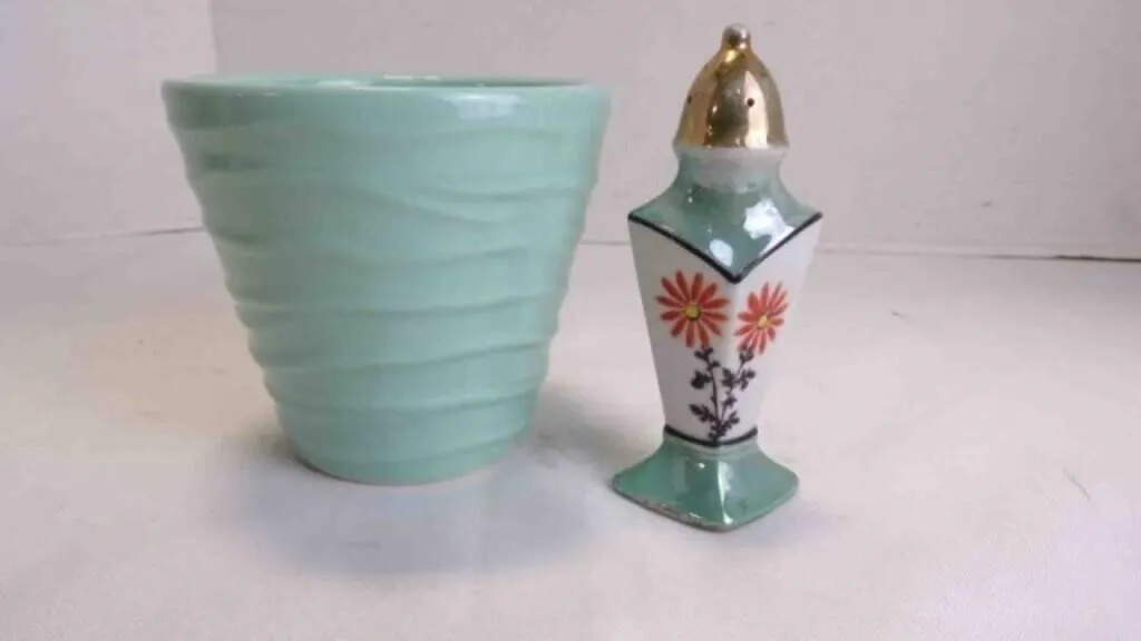 Vintage Japanese Lusterware Porcelain Cup & Shaker