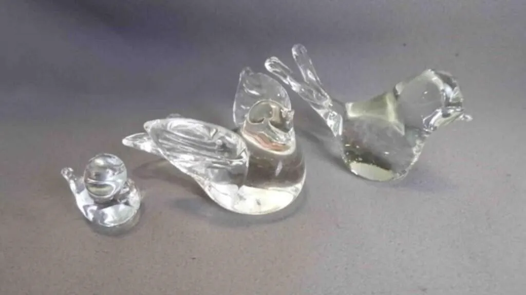 3 Hand-Blown Crystal Clear Bird Family Figurines