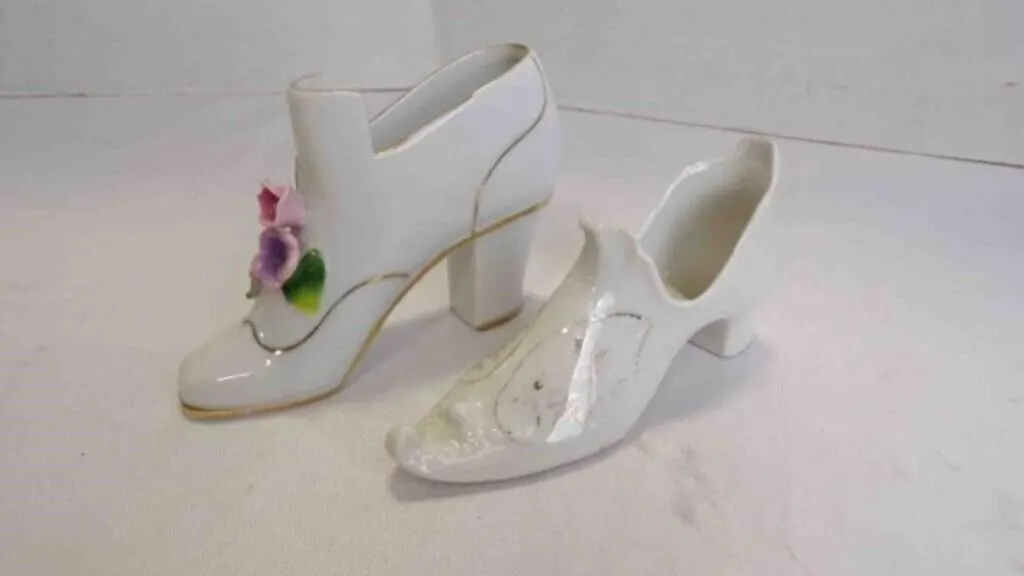 Vintage Glossy Porcelain High-Heel Pump Figurines