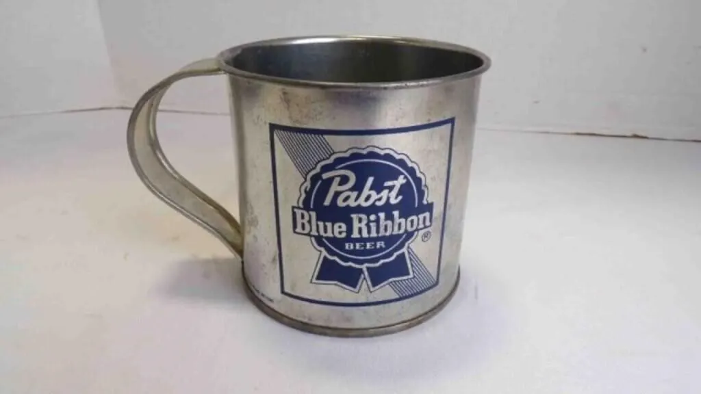 Vintage Pabst Blue Ribbon Metal Tin Mug w/Handle