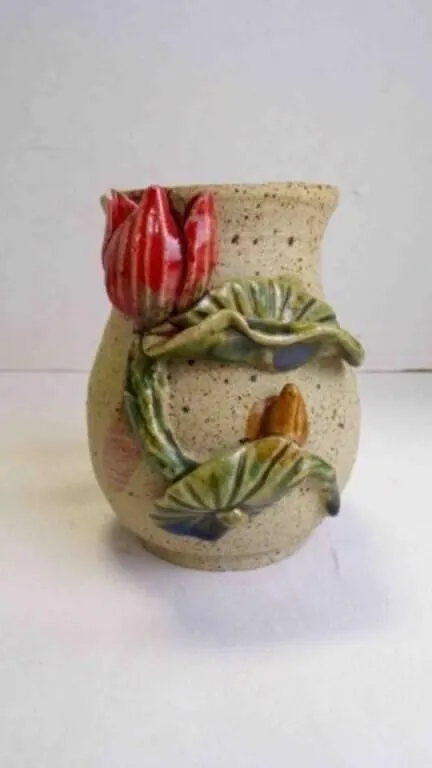Studio Art Pottery Earthenware 3-D Ceramic Vase