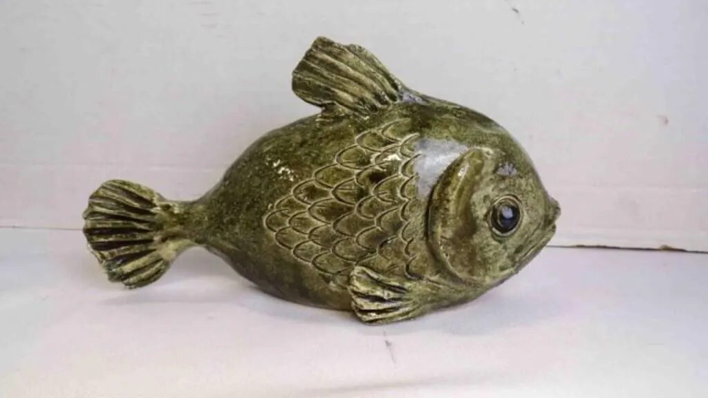 Art Pottery Glazed Ceramic Hand-Carved Fish Figure