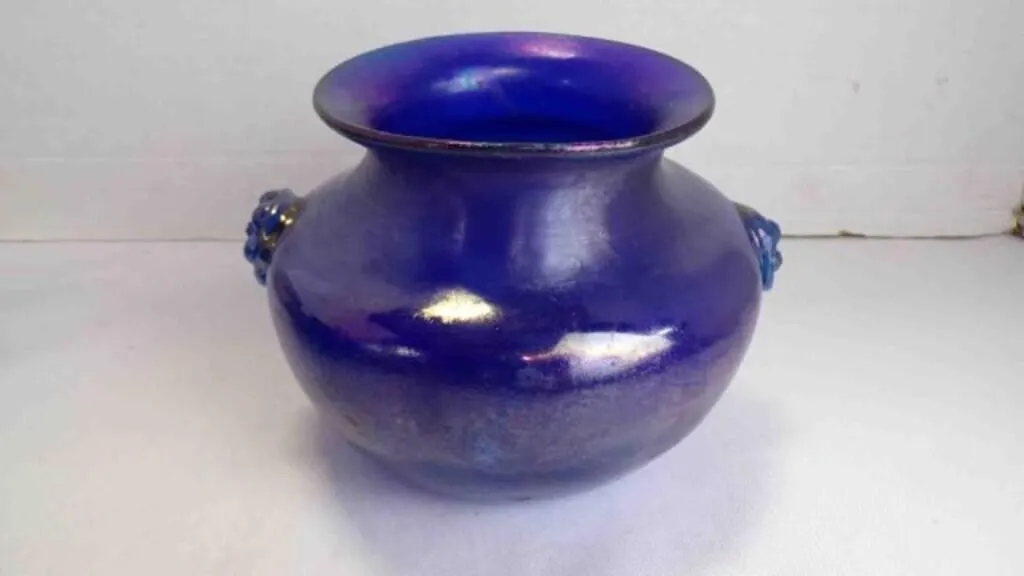 Vintage Handcrafted/Blown Scavo Finish Glass Pot