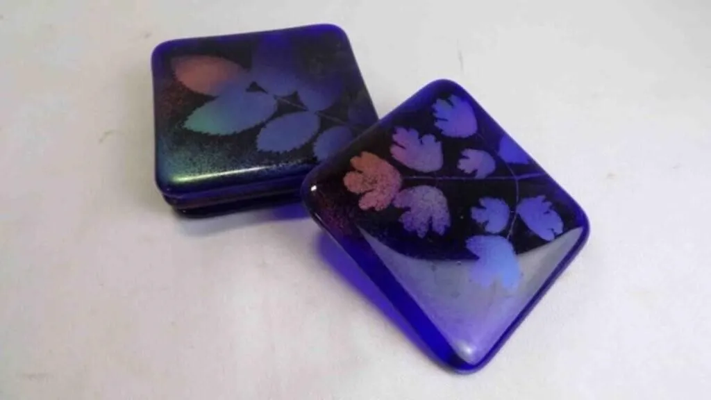 Gorgeous Set of (4) Botanical Fused Glass Coasters