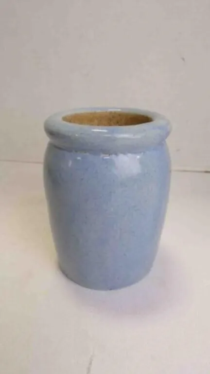 Vintage-Style Blue Glazed Stoneware Crock or Jar