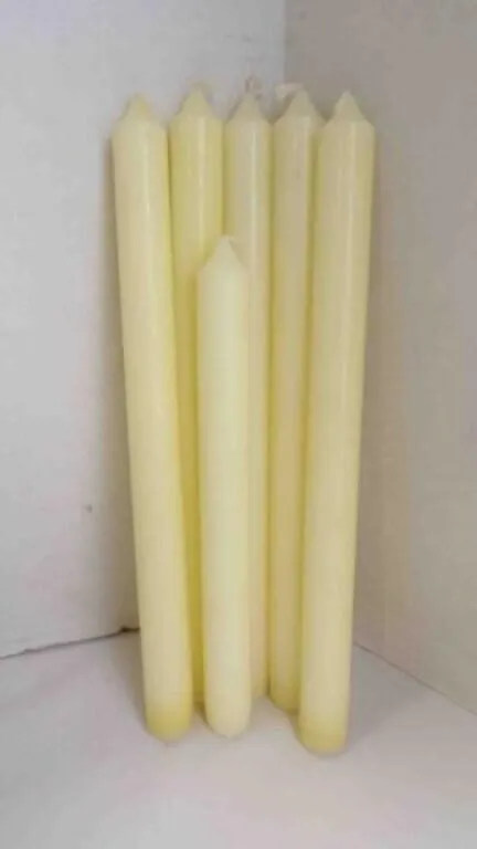 Bundle of 6 Ivory Colored Unused Taper Candles
