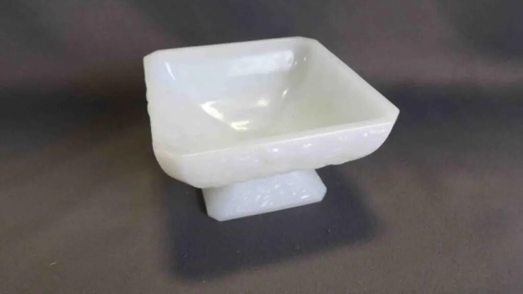 Vintage White Milk Glass Square Pedestal Dish