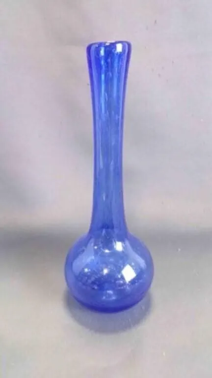 Vintage Cobalt Blue Hand Blown Glass Bud Vase