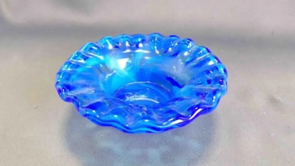 Vintage Fenton Colonial Blue Thumbprint Candy Dish