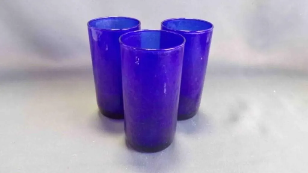Collection of 3 Vintage Cobalt Blue Glass Tumblers