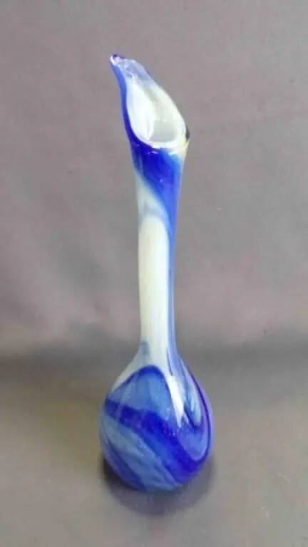 Vintage Hand-Blown Art Glass Elongated Neck Vase