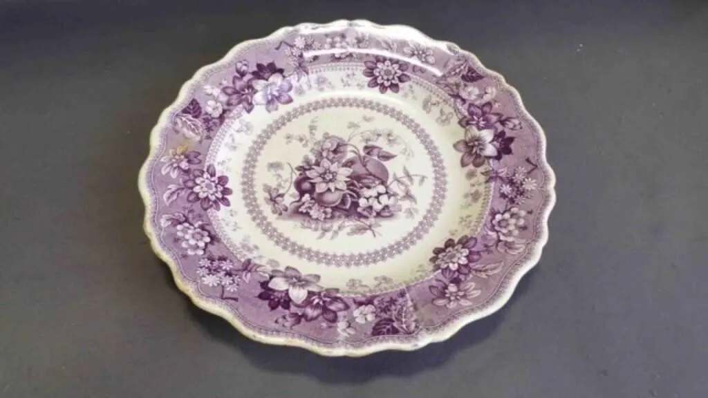 Beautiful Antique Purple Transfer Porcelain Plate