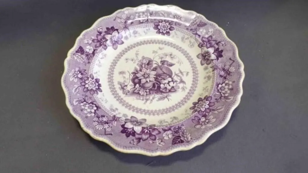 Beautiful Antique Purple Transfer Porcelain Plate