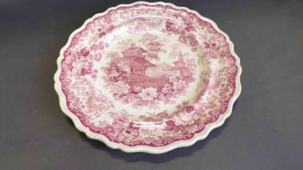 Beautiful Vintage Red/Pink Transferware Plate