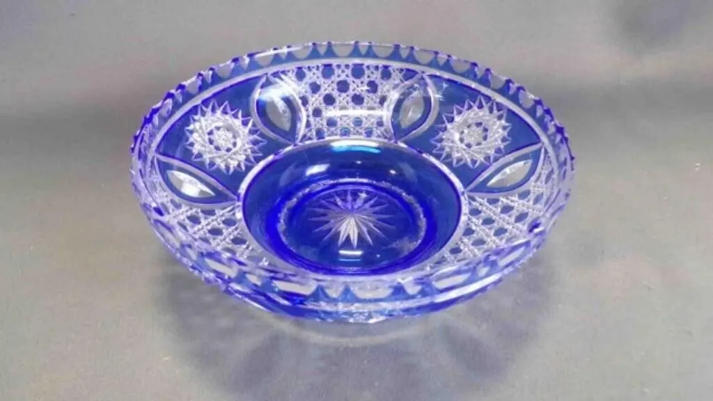 Vintage Bohemian Czech Cobalt "Cut-to Clear" Bowl