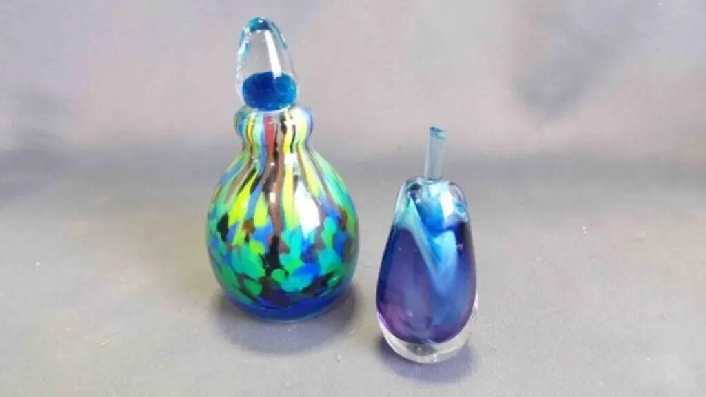2 Beautiful Vintage Hand-Blown Studio Art Bottles