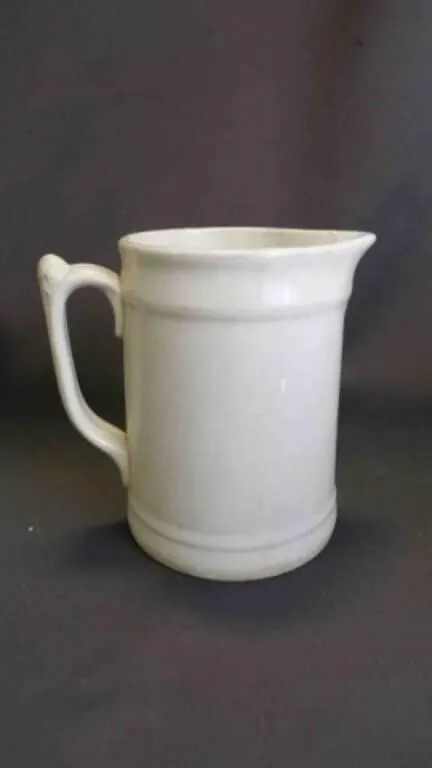 Antique White Ironstone Tankard Pitcher w/ Handle