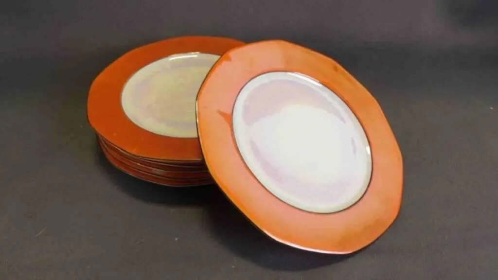 Vintage Orange Ceramic Glazed Salad/Desert Plates
