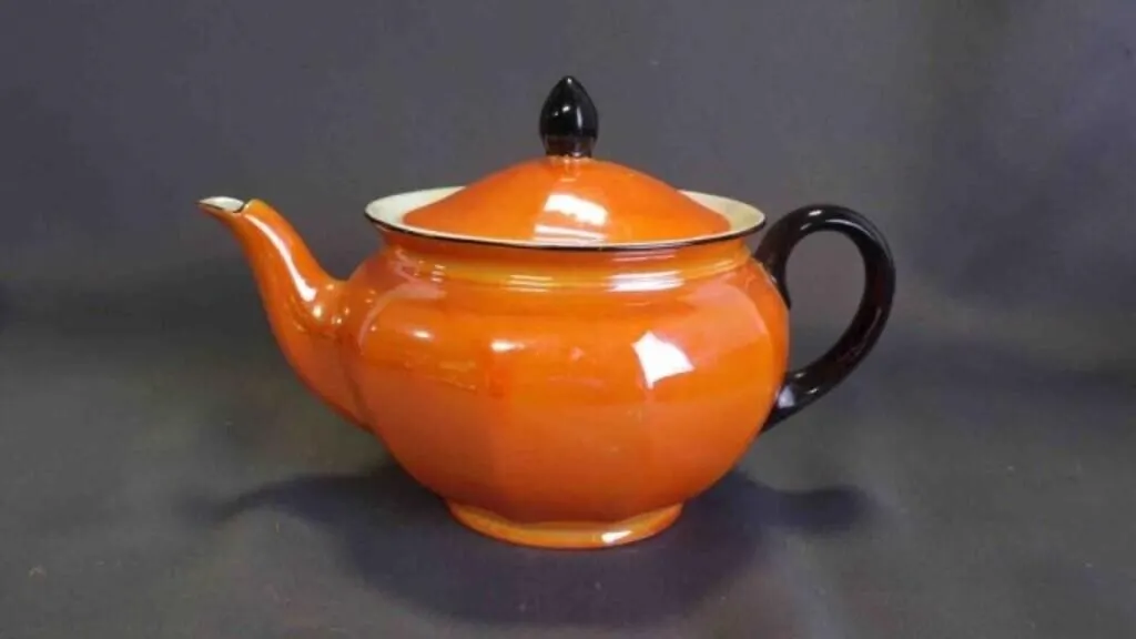 Vintage Orange Ceramic Glazed Tea Pot w/Handle