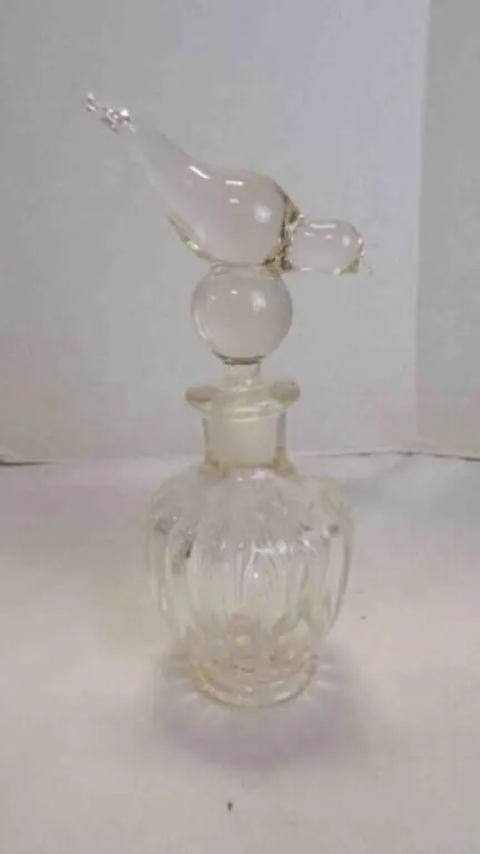 Vintage Clear Pressed Glass Perfume Vanity Bottle
