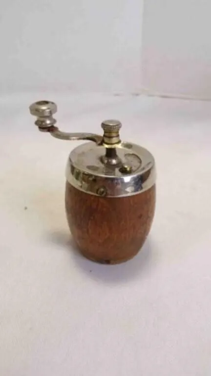 Vintage Miniature Barrel-Shaped Hand-Crank Grinder