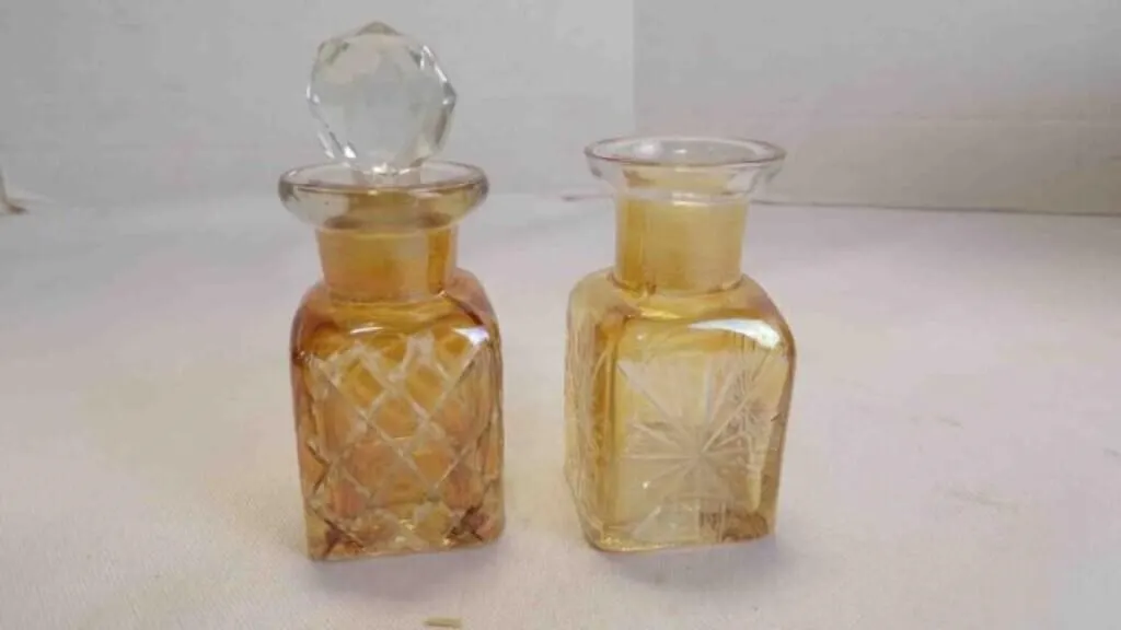 Vintage Art Deco-Style Amber Glass Perfume Bottles