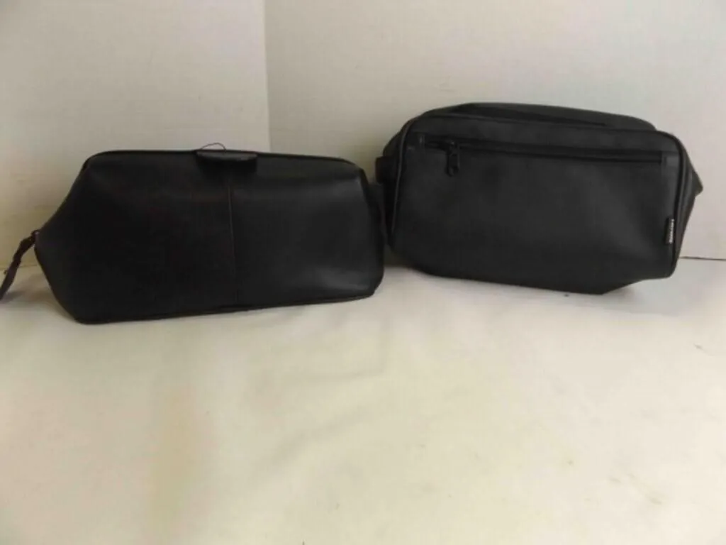 Black Faux Leather Lacrosse Toiletry Bag & Black