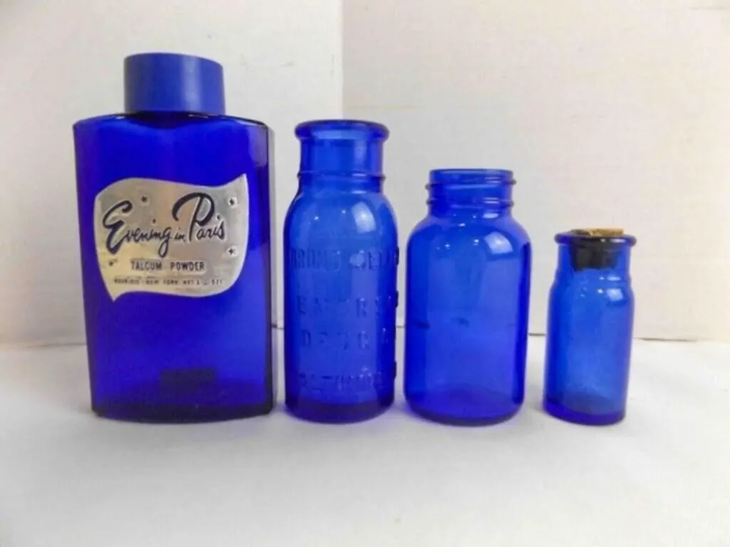 Cobalt Blue Glass Bottle Of "Evening In Paris"