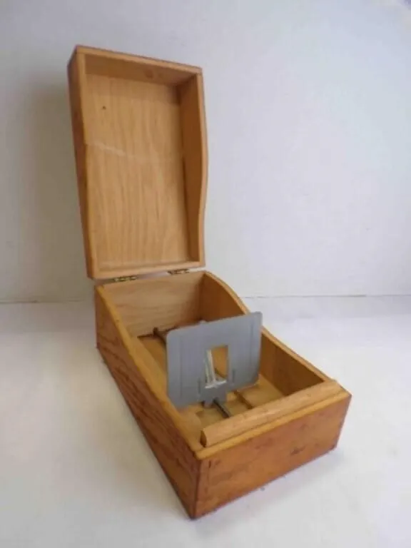 Vintage Wooden Card File Box Dovetail Corners